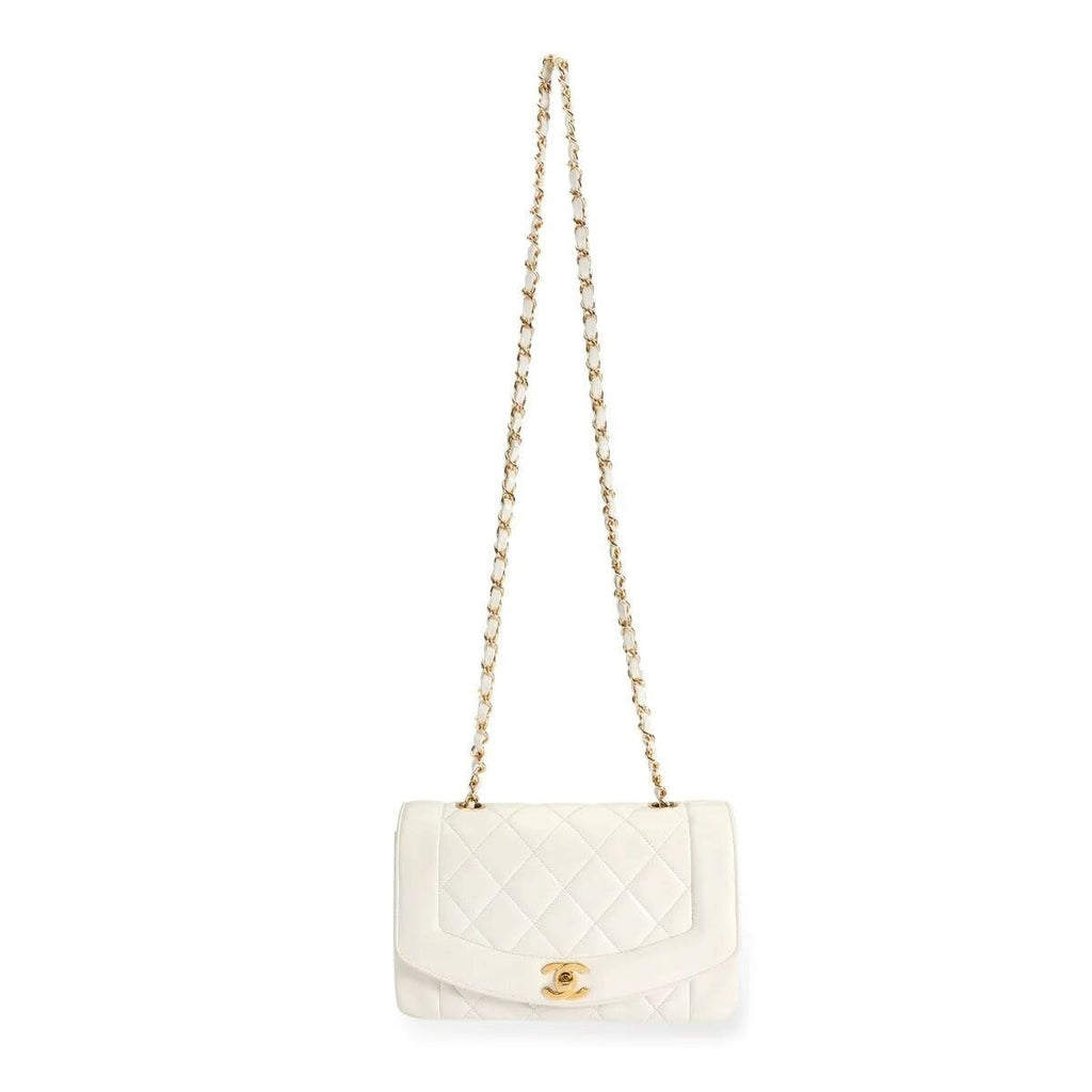 Chanel Diana Medium Single Flap Quilted Lambskin Bag White — view 5