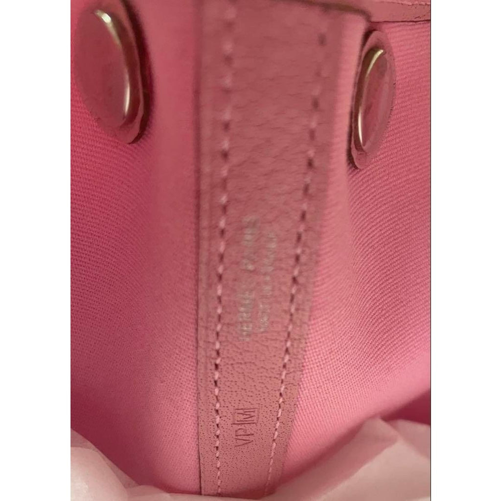 Hermes Garden Party TPM Toile Officier Vache Leather Tote Bag Pink Handbag — view 8