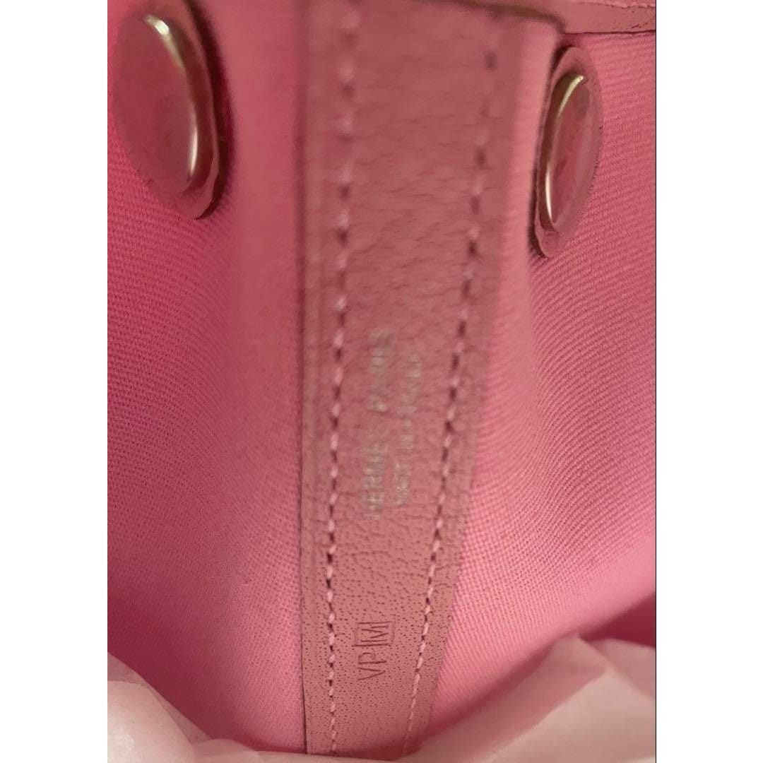 Hermes Garden Party TPM Toile Officier Vache Leather Tote Bag Pink Handbag — view 8