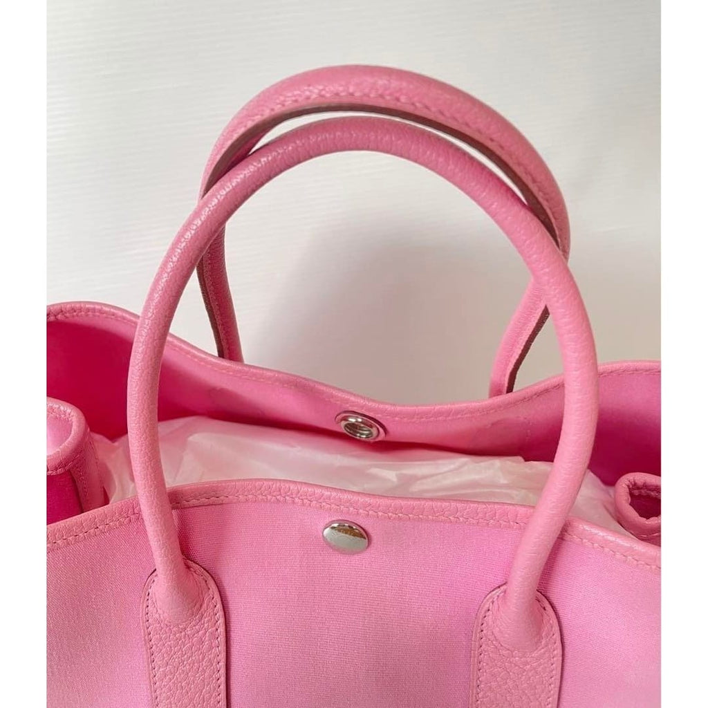Hermes Garden Party TPM Toile Officier Vache Leather Tote Bag Pink Handbag — view 7