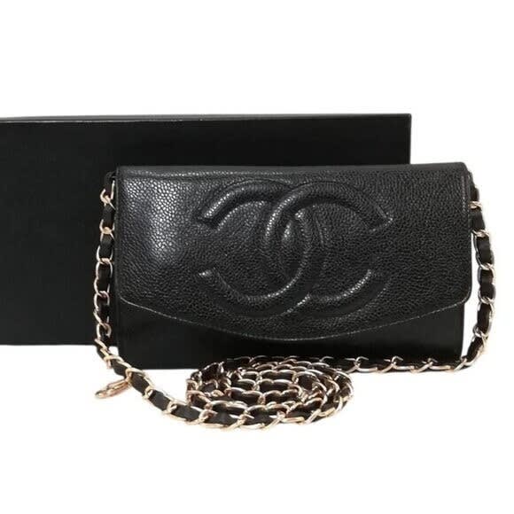 Chanel CC Classic Timeless Caviar Flap Wallet on Chain Purse Black Bag — view 4