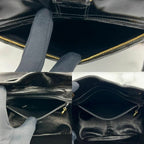 Chanel CC Vintage Backpack Bag Patent Leather Black Turnlock Chain — view 8