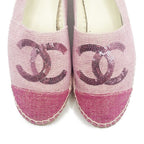Chanel CC Logo Canvas Pink Sequin Espadrilles Flats Shoes 38 — view 2