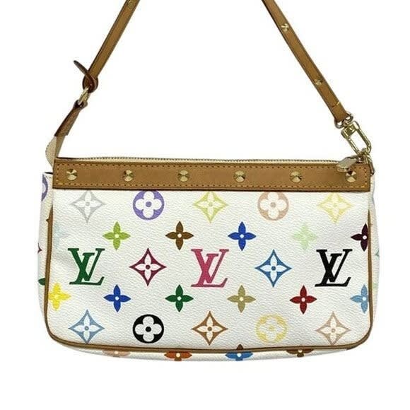 Louis Vuitton Monogram Multicolor Murakami Pochette Pouch Bag Accessories White — view 5