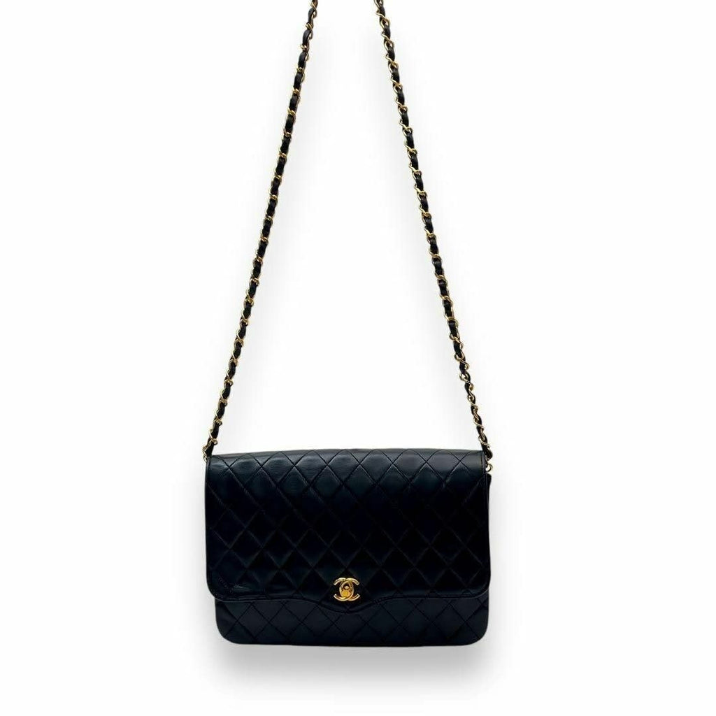 Chanel Vintage Quilted Lambskin Leather Shoulder Bag Chain