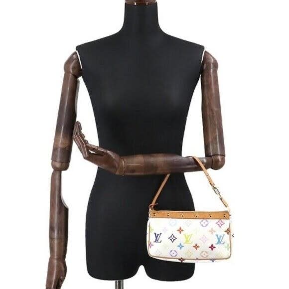 Louis Vuitton Monogram Multicolor Murakami Pochette Pouch Bag Accessories White — view 6