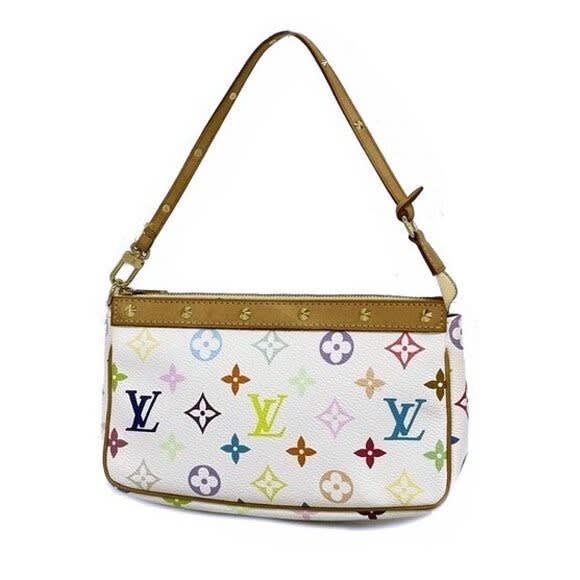 Louis Vuitton Monogram Multicolor Murakami Pochette Pouch Bag Accessories White — view 3