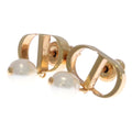 Dior CD Logo Pearl Earrings White Gold