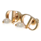 Dior CD Logo Pearl Earrings White Gold