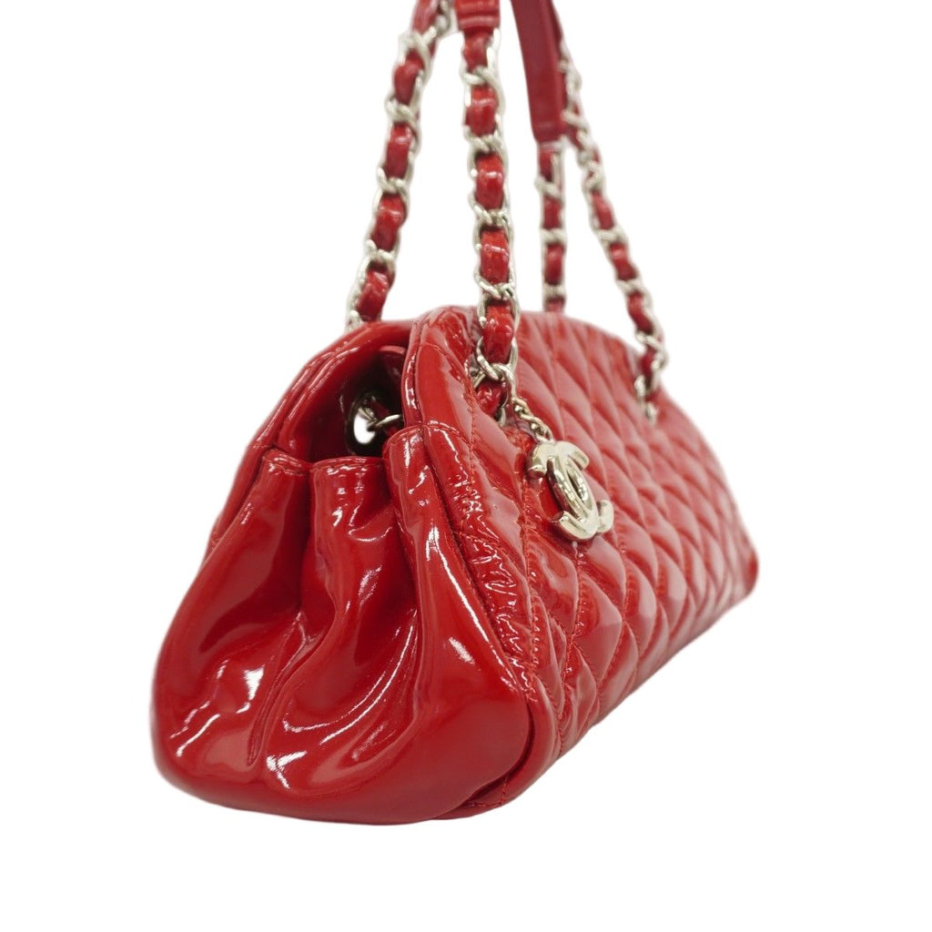 Chanel Handbag Mademoiselle Patent Leather Red Silver — view 2