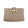 Hermes Bearn Mini Etoupe Vaux Epson Gold Hardware H Logo Wallet
