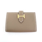 Hermes Bearn Mini Etoupe Vaux Epson Gold Hardware H Logo Wallet