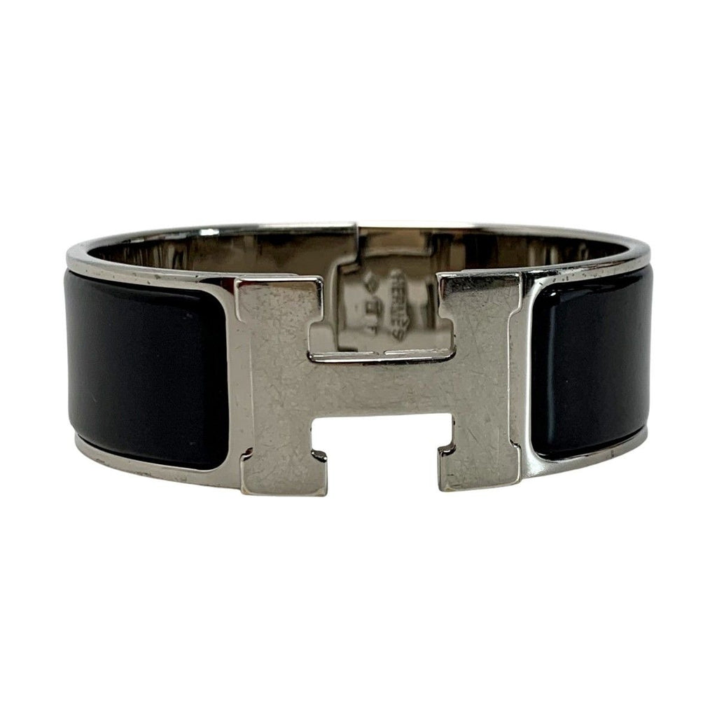 Hermes Metal Black H Bracelet Bangle