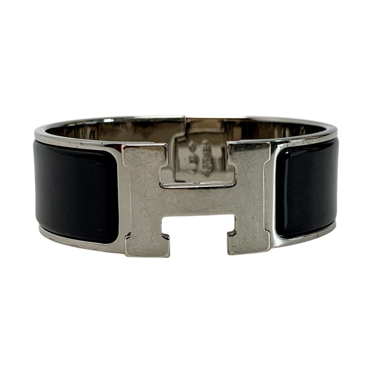 Hermes Metal Black H Bracelet Bangle