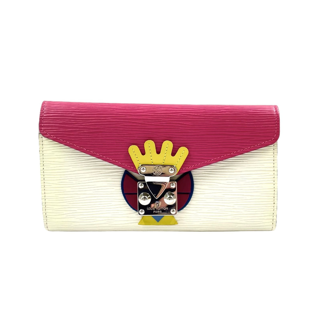 Louis Vuitton Tribal Mask Portefeuille Sarah Leather Pink White Multicolor