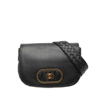 Bottega Veneta Intrecciato Crossbody Shoulder Bag Black Leather