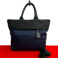 Prada Tessuto Nylon Leather 2-Way Tote Shoulder Bag