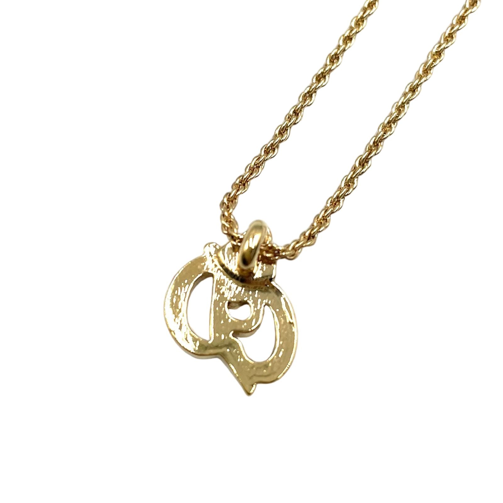 Dior Limited CD Logo Color Stone Clear Gold Necklace — view 2