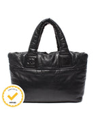 Chanel Tote Shoulder Bag Silver Coco Cocoon