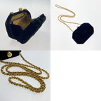Chanel Coco Mark Pouch Chain Shoulder Bag Black Velvet Velor Gold Hardware — view 7
