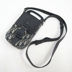 Dior Saddlebar Pouch Shoulder Bag Blue Leather Navy Black Beige