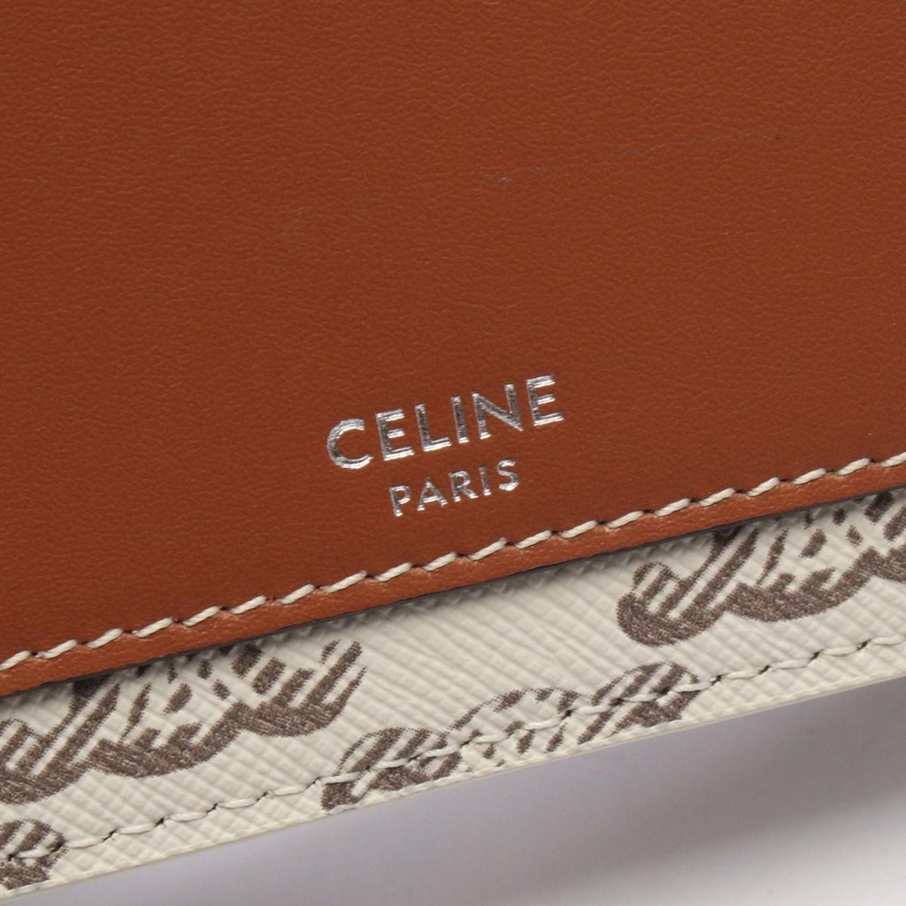 Celine Shoulder Bag Triomphe Horizontal Pouch White Canvas Leather — view 4
