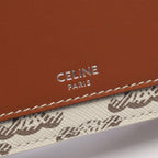 Celine Shoulder Bag Triomphe Horizontal Pouch White Canvas Leather — view 4
