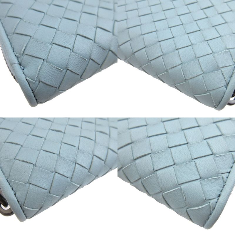 Bottega Veneta Intrecciato Leather Light Blue Round Zipper Long Wallet 1370 — view 9