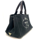 Prada Handbag Canvas Black Canapa Tote Travel Mothers Business — view 2