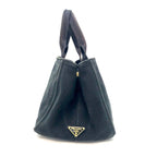 Prada Handbag Canvas Black Canapa Tote Travel Mothers Business — view 5