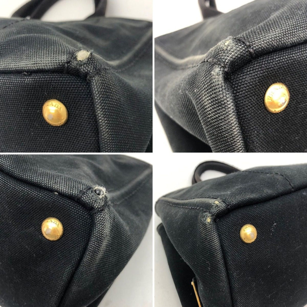 Prada Handbag Canvas Black Canapa Tote Travel Mothers Business — view 7