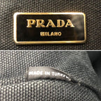 Prada Handbag Canvas Black Canapa Tote Travel Mothers Business — view 8