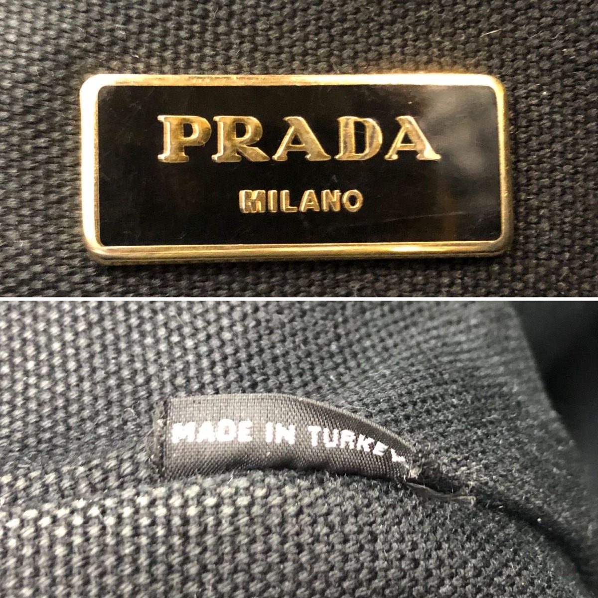 Prada Handbag Canvas Black Canapa Tote Travel Mothers Business — view 8