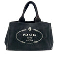 Prada Handbag Canvas Black Canapa Tote Travel Mothers Business