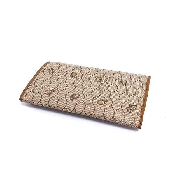 Christian Dior Wallet Honeycomb Pattern Long Beige Brown Leather — view 3