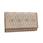 Christian Dior Wallet Honeycomb Pattern Long Beige Brown Leather