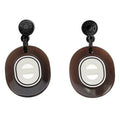 Hermes Earrings Fidelio Village PM Buffalo Horn Dark Brown White