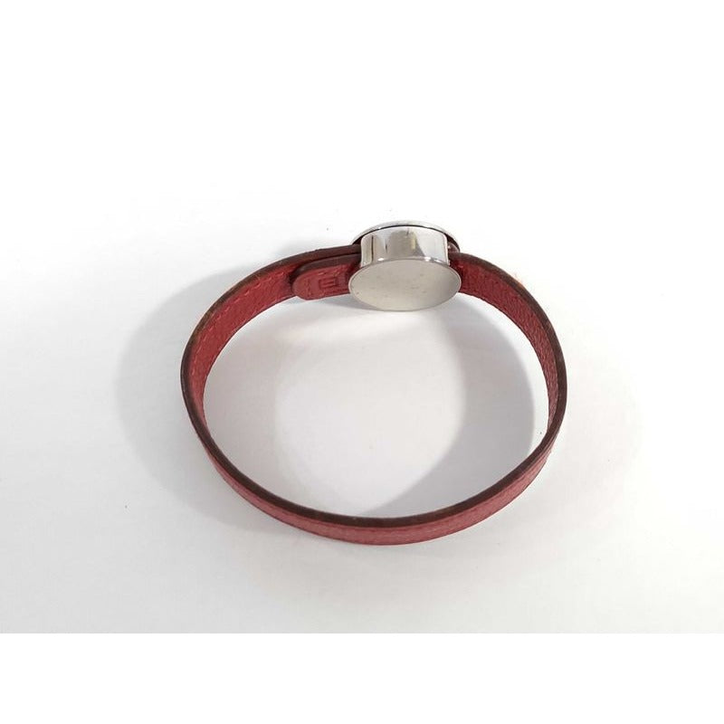 Hermes Bracelet Serie Looping Redish Black Leather Silver Hardware — view 2