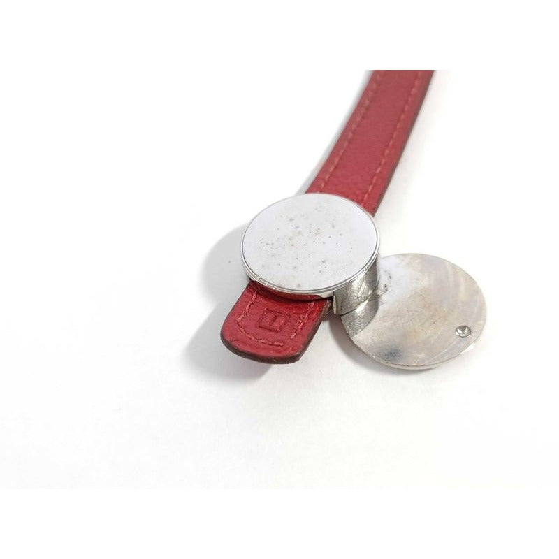 Hermes Bracelet Serie Looping Redish Black Leather Silver Hardware — view 7