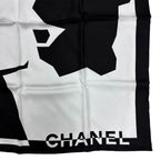 Chanel Silk% Large Scarf CC Logo Mademoiselle White Black — view 6