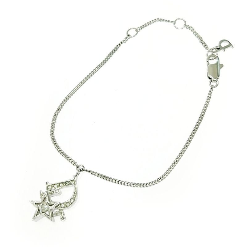 Christian Dior Rhinestone Logo Star Bracelet Silver