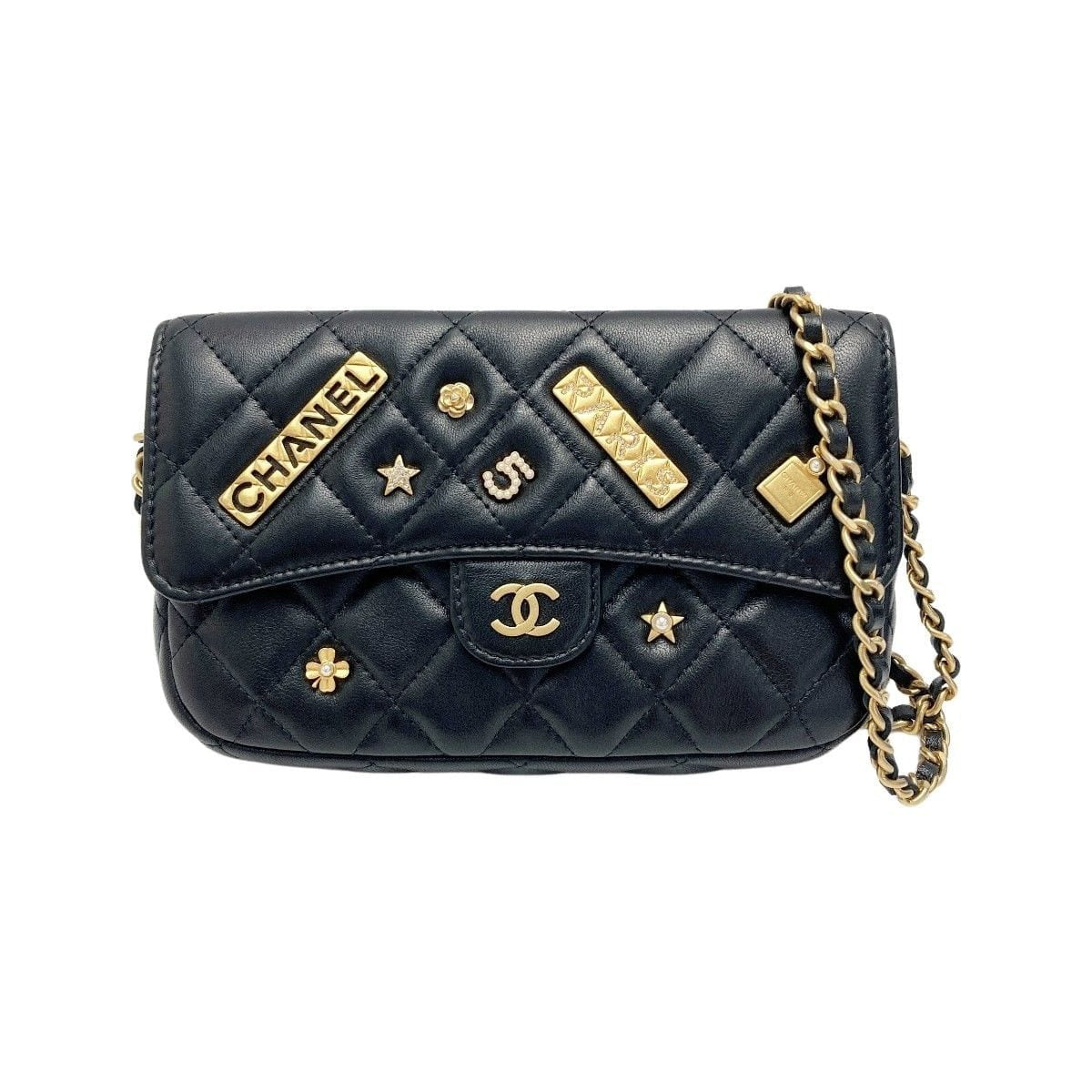 Chanel Quilted Flap Phone Case Ap2096 Black Chain Shoulder Lambskin