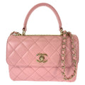 Chanel Quilted CC Logo Turnlock Plate Pink Chain Shoulder Bag 2-Way