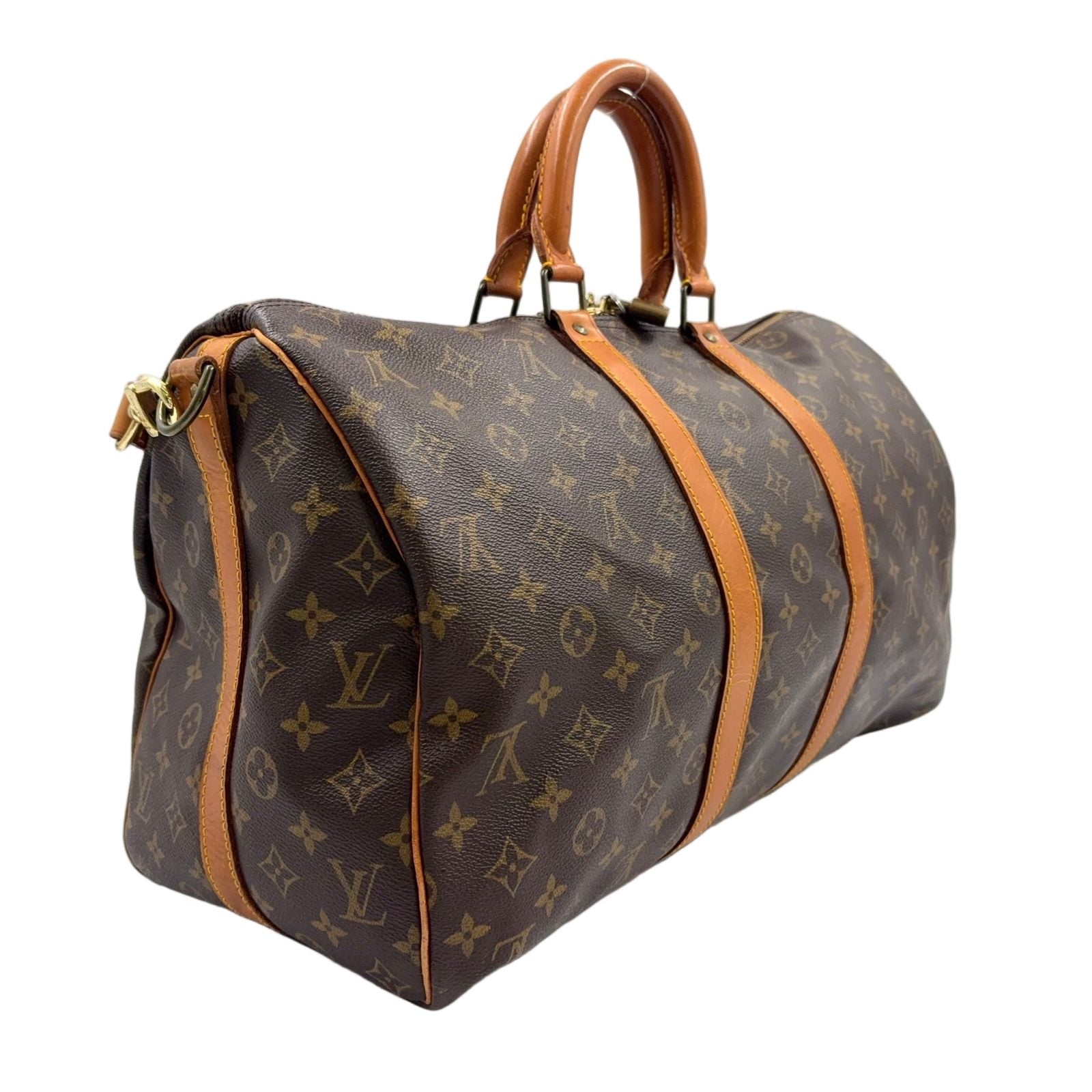 Louis Vuitton Keepall Bandouliere 45 Monogram Leather Brown Light Boston — view 2