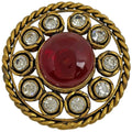 Chanel Color Stone Round Brooch Gripoix Line Gold