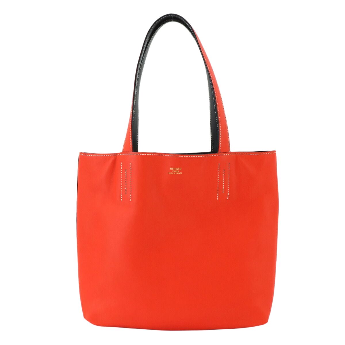 Hermes Double Sens 28 Reversible Tote Bag Sikkim Orange Black