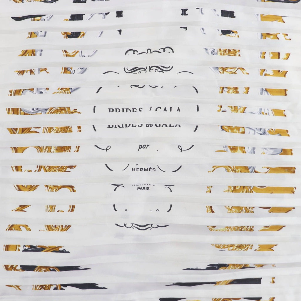 Hermes Brides de Gala Silk Products Pleated Large Shawl White 268 — view 2