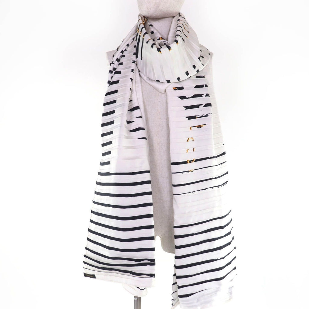 Hermes Brides de Gala Silk Products Pleated Large Shawl White 268 — view 6
