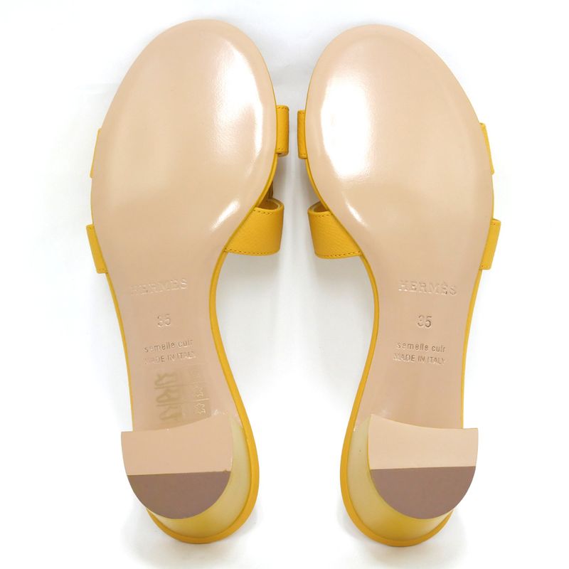 Hermes Oasis Sandals Size 35 Yellow Series Heel H Motif — view 6