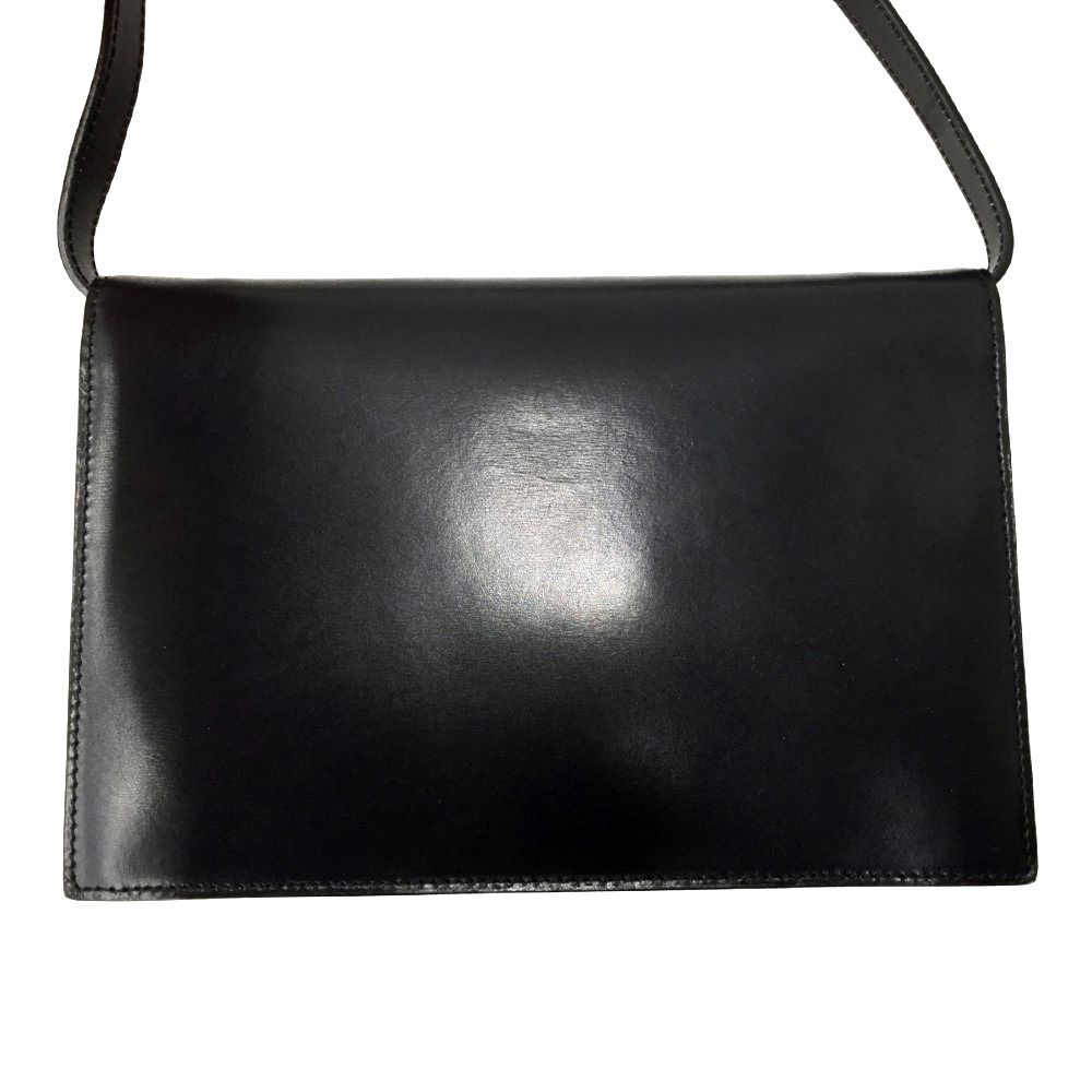 Celine Circle Logo Leather Shoulder Bag Vintage M13 Black — view 3